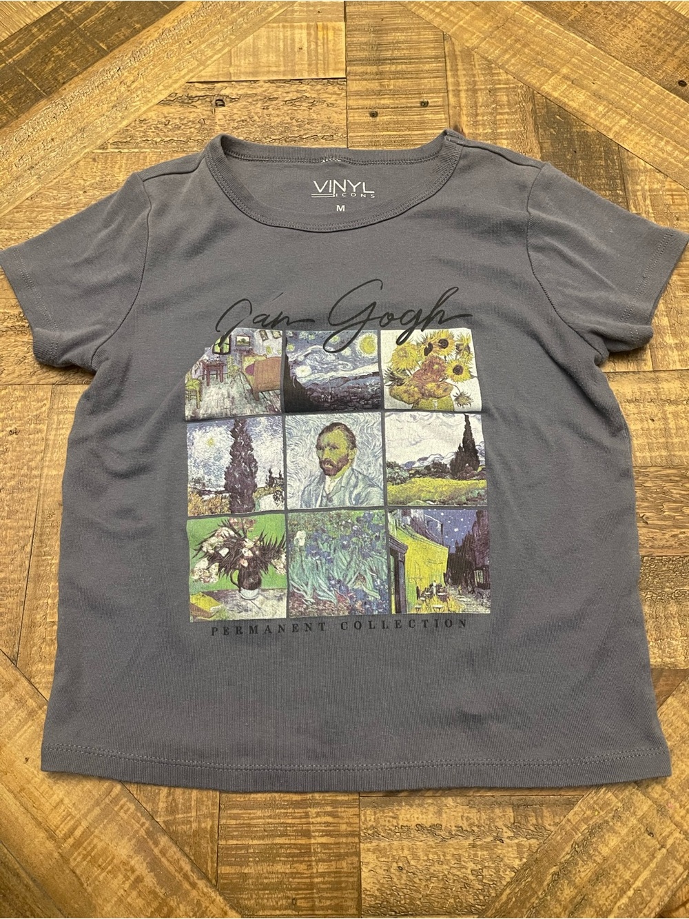 Vinyl Icons Van Gogh Painting Gallery Collage Graphic Tee - Size Medium